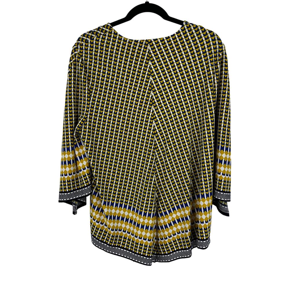 Chico's Yellow Blue Geometric Pattern Quarter Sle… - image 2
